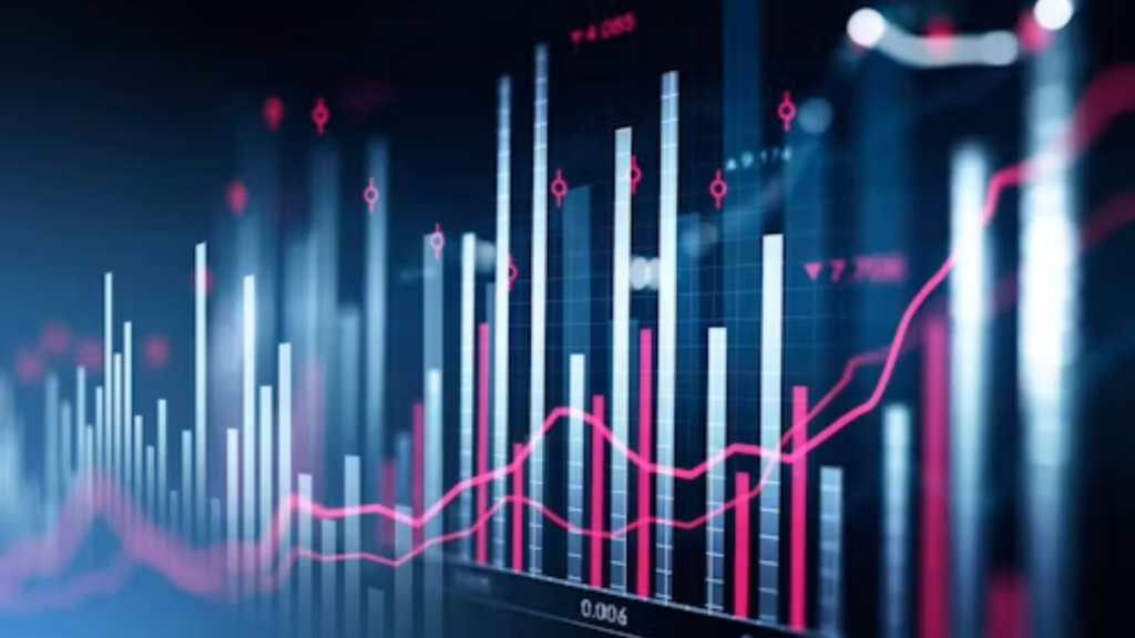 Financial chart and rising graph
